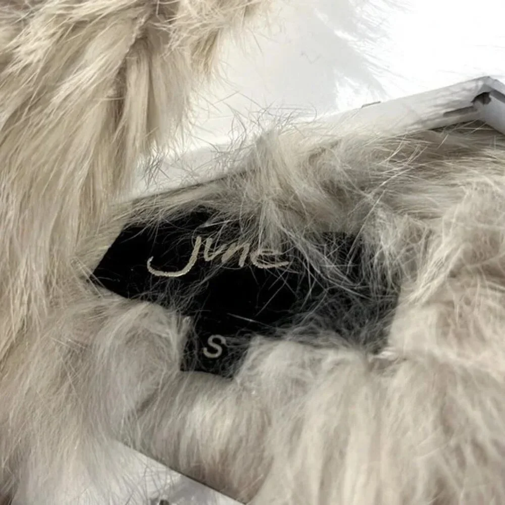 June Putty Rabbit Fur Open-Front Vest - Picture 6 of 7